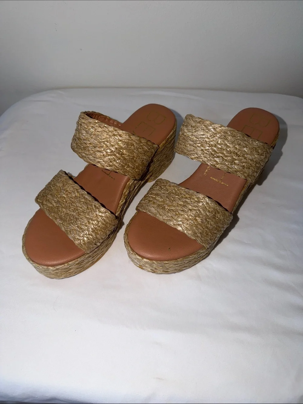 Women’s Natural Braided Platform Slide Sandals - Tan